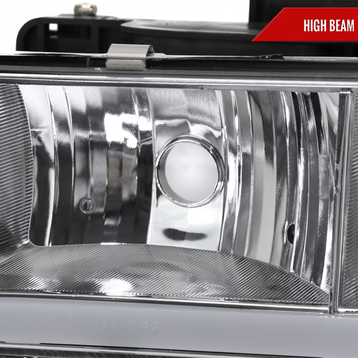 1994-1998 GMC C10/Sierra/Suburban/Yukon Factory Style Headlights w/LED Strip and Bumper & Corner Lights (Chrome Housing/ Clear Lens)