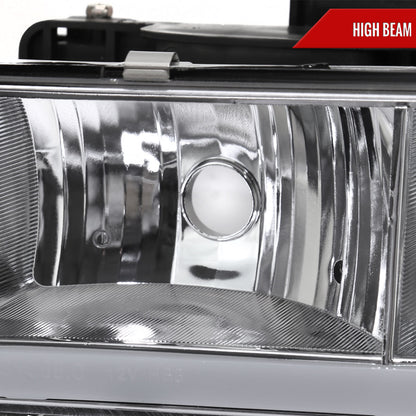 1994-1998 GMC C10/Sierra/Suburban/Yukon Factory Style Headlights w/LED Strip and Bumper & Corner Lights (Chrome Housing/ Clear Lens)