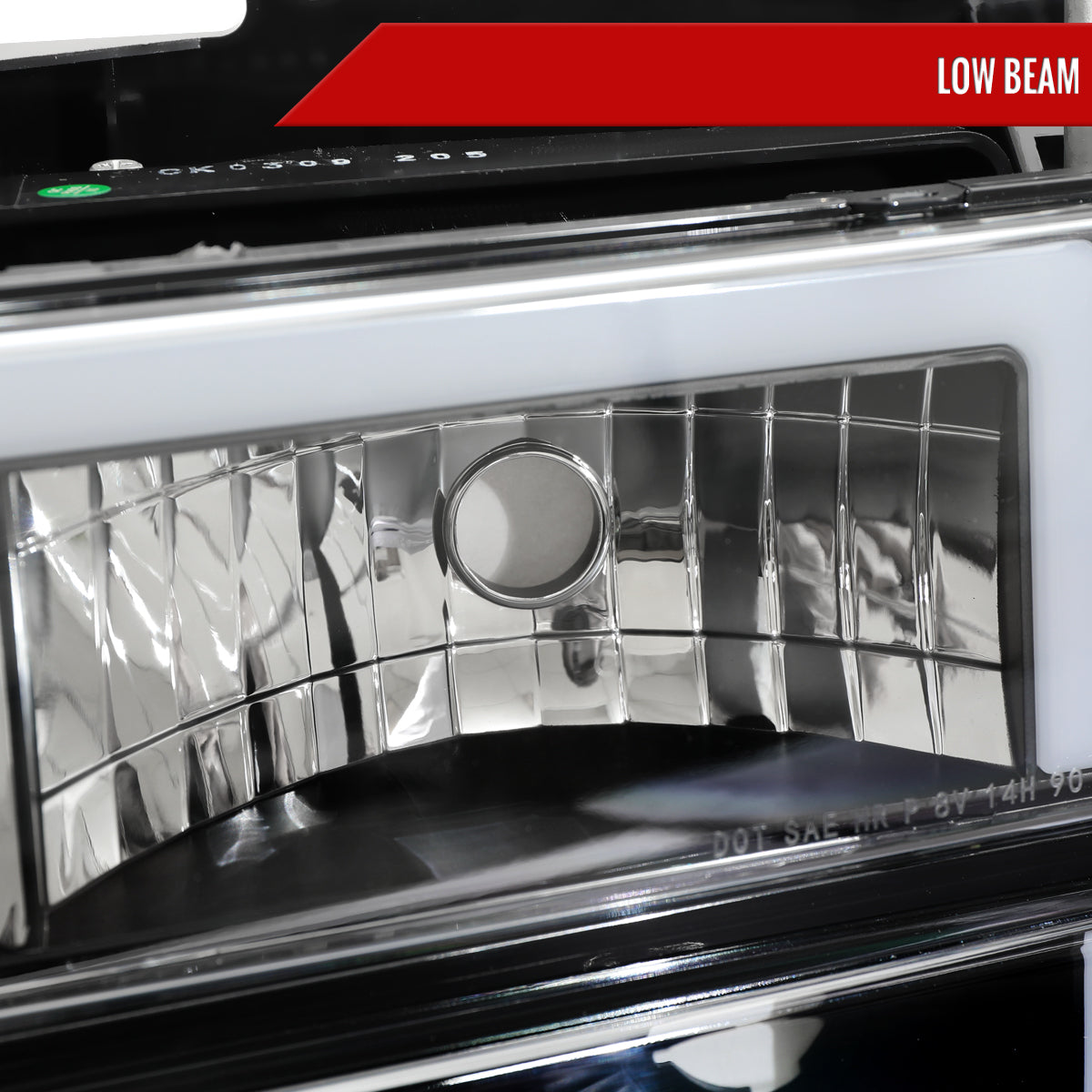 1994-1998 GMC C10 / C/K / Suburban / Sierra / Yukon  LED Bar Factory Style Headlights, Corner Lights, and Bumper Lights (Matte Black Housing/Clear Lens)