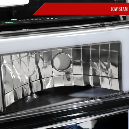1994-1998 GMC C10 / C/K / Suburban / Sierra / Yukon  LED Bar Factory Style Headlights, Corner Lights, and Bumper Lights (Matte Black Housing/Clear Lens)
