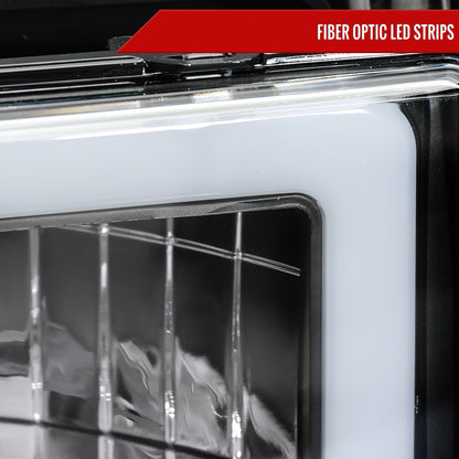 1994-1998 GMC C10 / C/K / Suburban / Sierra / Yukon  LED Bar Factory Style Headlights, Corner Lights, and Bumper Lights (Matte Black Housing/Clear Lens)