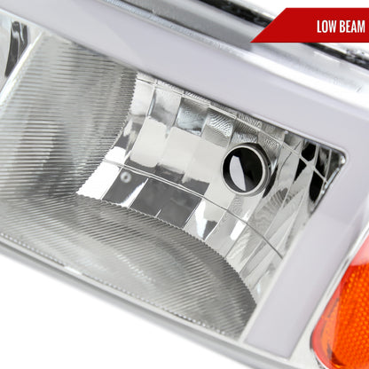 1999-2006 GMC Sierra Denali/2007 Sierra Classic Denali/2000-2006 Yukon/XL Denali Factory Style Headlights with LED Sequential Turn Signal Bumper Lights (Chrome Housing/Clear Lens)