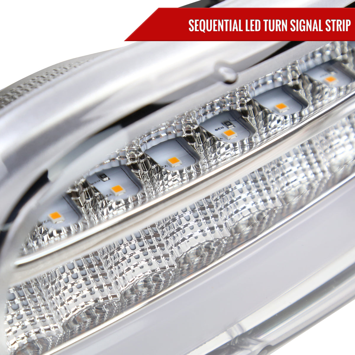1999-2006 GMC Sierra Denali/2007 Sierra Classic Denali/2000-2006 Yukon/XL Denali Factory Style Headlights with LED Sequential Turn Signal Bumper Lights (Chrome Housing/Clear Lens)