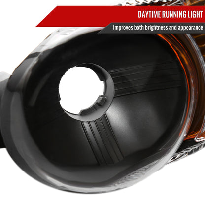 1999-2006 GMC Sierra 1500/2500/3500 Denali/2000-2006 Yukon/Yukon XL Denali Factory Style Headlights and Bumper Lights (Matte Black Housing/Clear Lens)