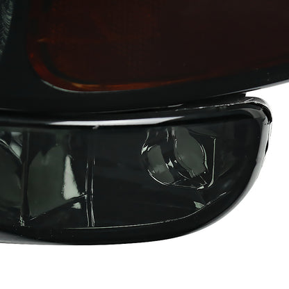 1999-2007 GMC Sierra/ 2000-2006 Yukon/Yukon XL Factory Style Crystal Headlights w/ Amber Reflector & Bumper Lights (Chrome Housing/Smoked Lens)