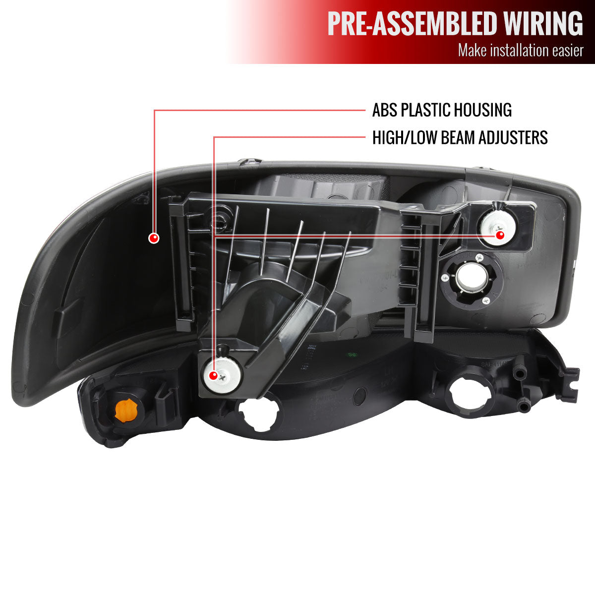 1999-2006 GMC Sierra/2007 Sierra Classic/2000-2006 Yukon/XL Factory Style Headlights and Bumper Lights with Amber Reflector (Matte Black Housing/Clear Lens)
