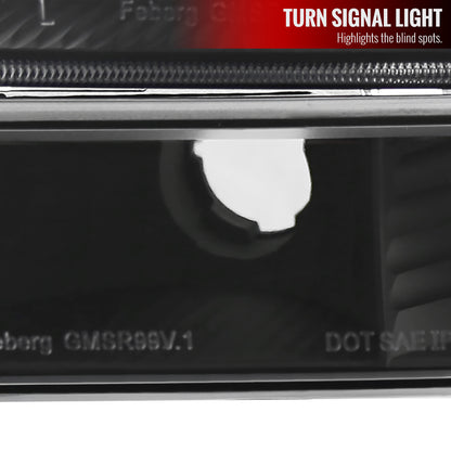 1999-2007 GMC Sierra/Yukon/Yukon XL Factory Style Crystal Headlights w/ Amber Reflector & Bumper Lights (Matte Black Housing/Clear Lens)
