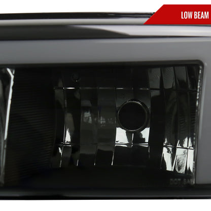 1999-2006 GMC Sierra/2007 Sierra Classic/2000-2006 Yukon/XL Factory Style Headlights and Sequential Turn Signal Bumper Lights (Matte Black Housing/Smoked Lens)
