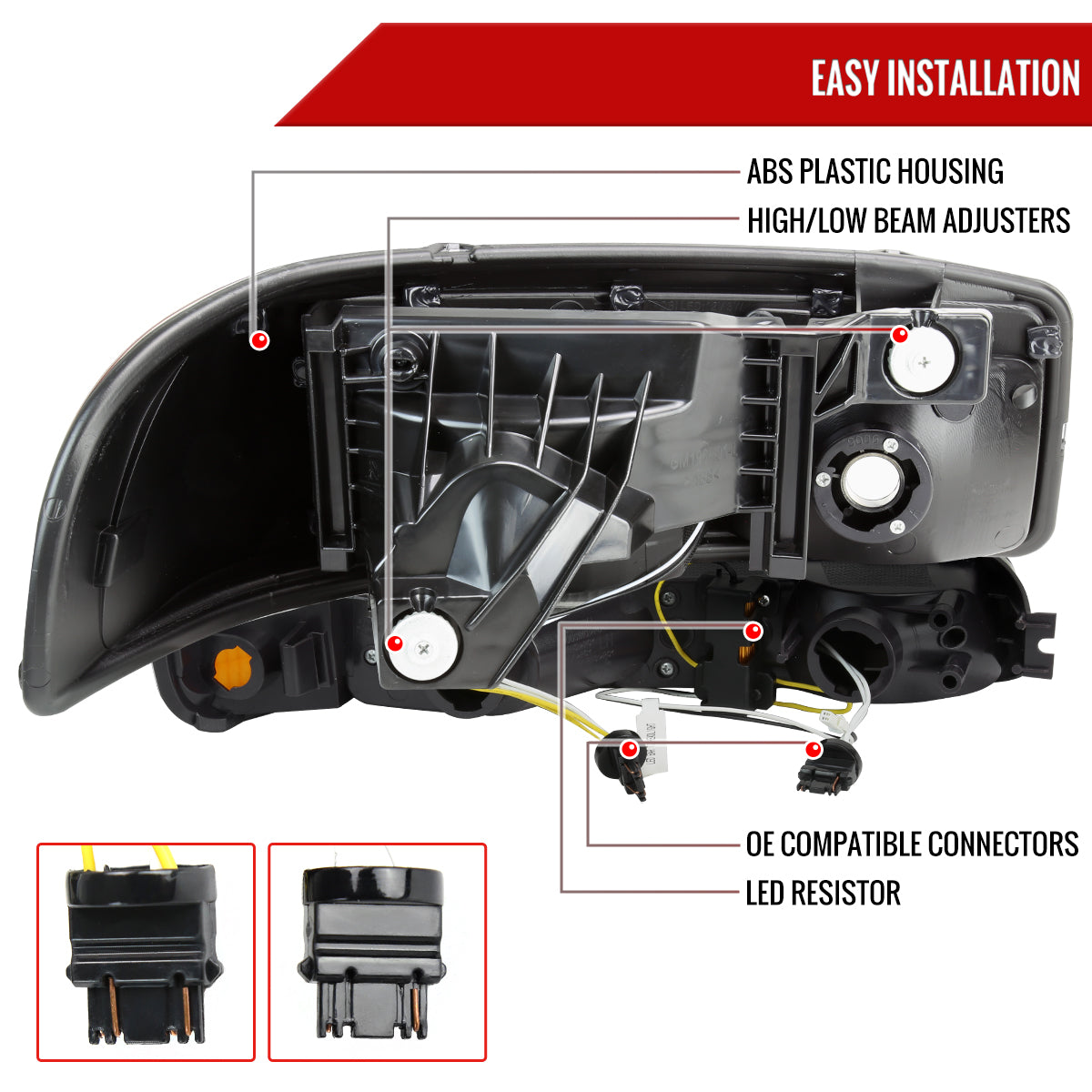 1999-2006 GMC Sierra/2007 Sierra Classic/2000-2006 Yukon/XL Factory Style Headlights and Sequential Turn Signal Bumper Lights (Matte Black Housing/Smoked Lens)