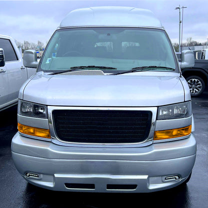 2003-2023 Chevrolet Express/GMC Savana Factory Style Headlights w/ Amber Lens Bumper Lamp (Black Housing/Clear Lens)