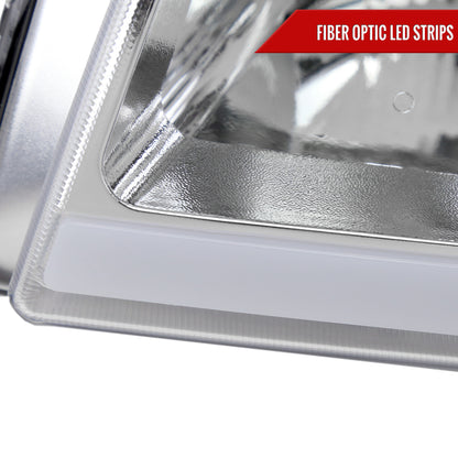 2003-2007 Chevrolet Silverado /2002-2006 Chevrolet Avalanche LED Bar Factory Style Headlights (Chrome Housing/Clear lens)