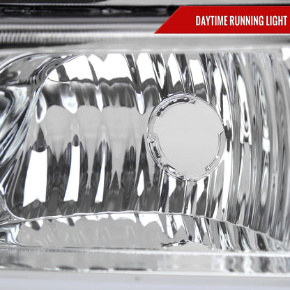 2003-2007 Chevrolet Silverado /2002-2006 Chevrolet Avalanche LED Bar Factory Style Headlights (Chrome Housing/Clear lens)