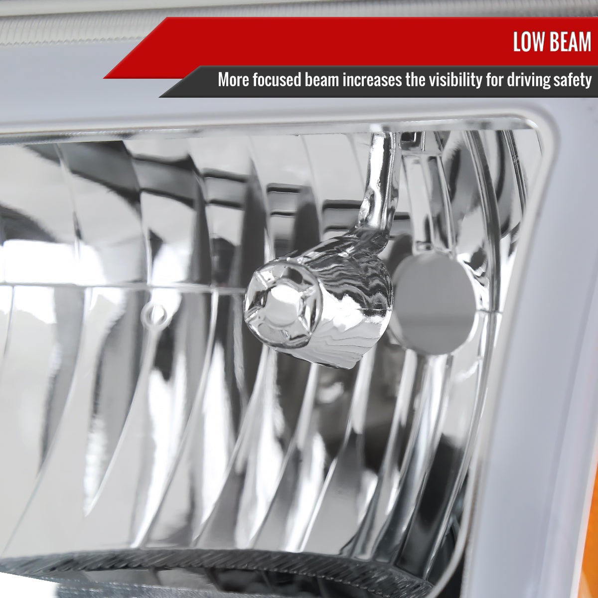 2002-2006 Chevrolet Avalanche/ 2003-2007 Silverado LED Bar Factory Style Headlights & Bumper Lights (Chrome Housing/Clear Lens)