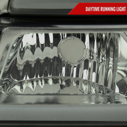 2003-2007 Chevrolet Silverado /2002-2006 Chevrolet Avalanche LED Bar Factory Style Headlights (Chrome Housing/Light Smoked lens)