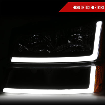 2003-2007 Chevrolet Silverado /2002-2006 Chevrolet Avalanche LED Bar Factory Style Headlights (Matte Black Housing/Clear lens)
