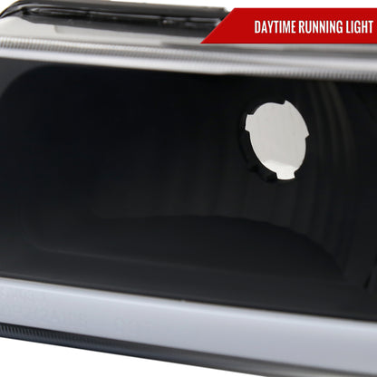 2003-2007 Chevrolet Silverado /2002-2006 Chevrolet Avalanche LED Bar Factory Style Headlights (Matte Black Housing/Clear lens)