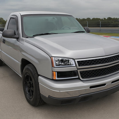 2003-2007 Chevrolet Silverado /2002-2006 Chevrolet Avalanche LED Bar Factory Style Headlights (Matte Black Housing/Clear lens)
