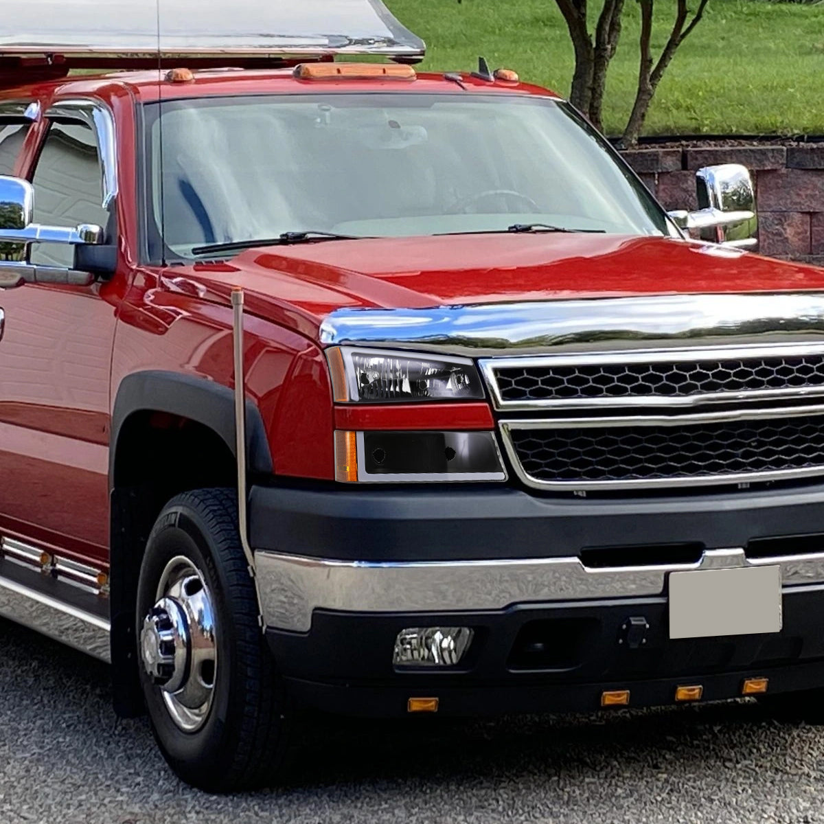 2002-2006 Chevrolet Avalanche/ 2003-2007 Silverado LED Bar Factory Style Headlights & Bumper Lights (Matte Black Housing/Clear Lens)