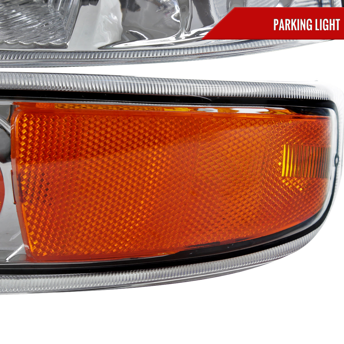 1999-2002 Chevrolet Silverado/ 2000-2006 Tahoe/Suburban Factory Style Headlights w/ Bumper Light Assembly (Chrome Housing/Clear Lens)
