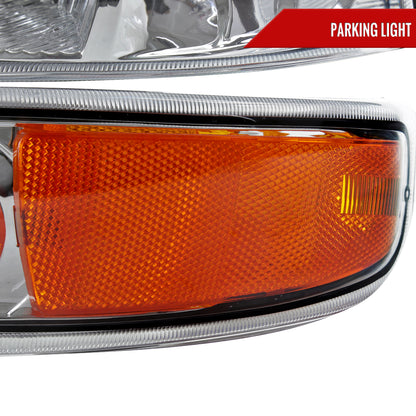 1999-2002 Chevrolet Silverado/ 2000-2006 Tahoe/Suburban Factory Style Headlights w/ Bumper Light Assembly (Chrome Housing/Clear Lens)