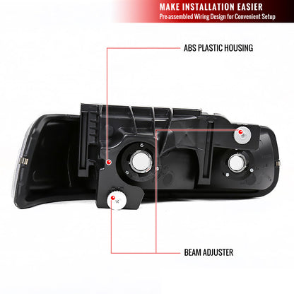 1999-2002 Chevrolet Silverado/ 2000-2006 Suburban/Tahoe Factory Style Headlights with LED Bumper Corner Signal Lights (Matte Black Housing/Clear Lens)