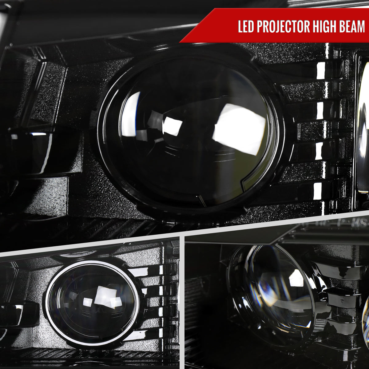 2003-2007 Chevrolet Silverado Avalanche LED Projector DRL Headlights w/ Bumper Lights (Jet Black Housing/Clear Lens)