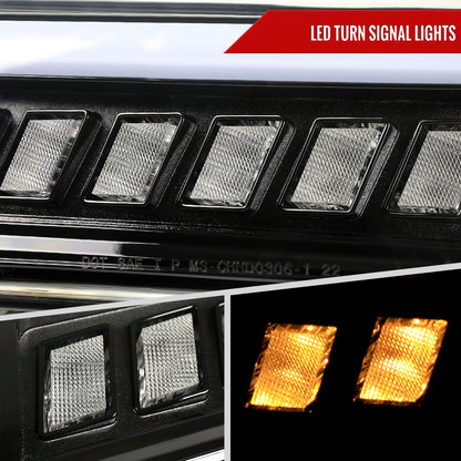 2003-2007 Chevrolet Silverado Avalanche LED Projector DRL Headlights w/ Bumper Lights (Jet Black Housing/Clear Lens)