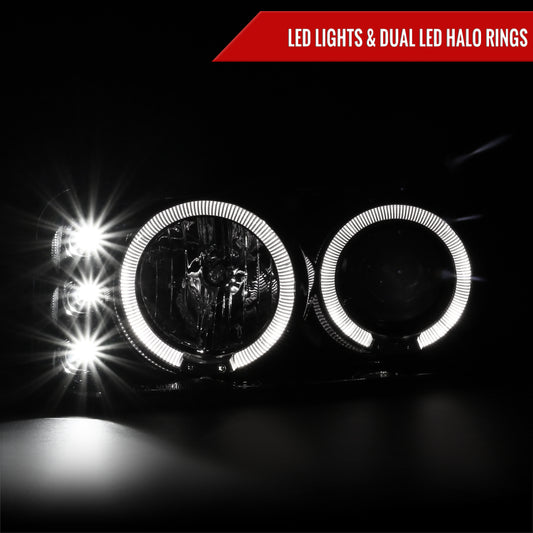 2001-2006 GMC Yukon + XL Denali/ 2002-2006 GMC Sierra Denali Dual Halo Projector Headlights w/ Bumper Lights (Jet Black Housing/Clear Lens)