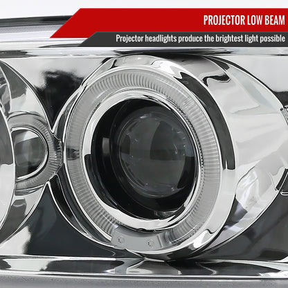 1999-2006 GMC Sierra/ 2000-2006 Yukon/Yukon XL Dual Halo Projector Headlights with LED Sequential Turn Signal Bumper Lights (Chrome Housing/Clear Lens)