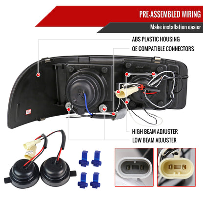1999-2006 GMC Sierra/Yukon XL/SLT Dual Halo Projector Headlights & Bumper Lights (Chrome Housing/Clear Lens)