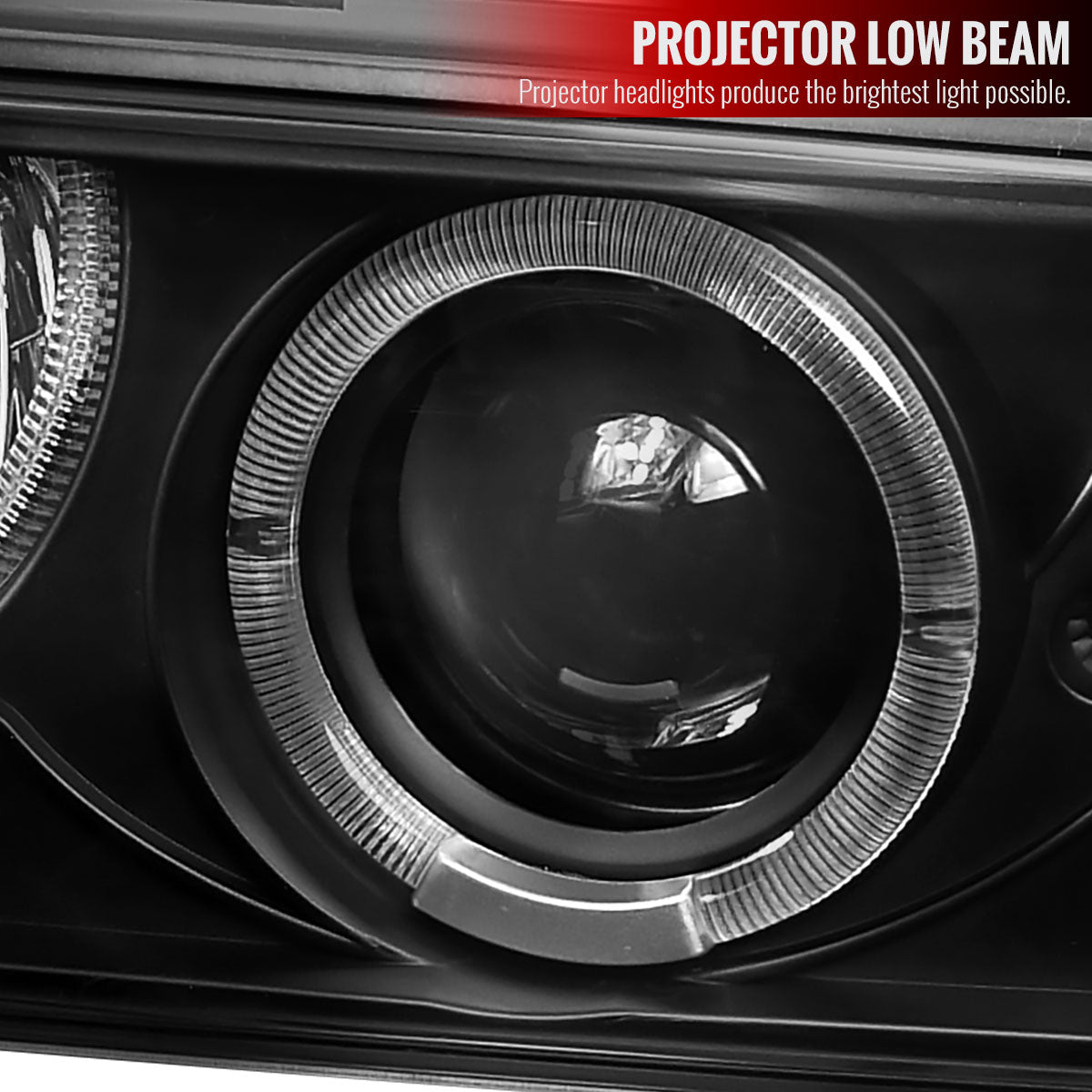 1998-2004 Chevrolet S10 Blazer Dual Halo Projector Headlights w/ Bumper Lights (Matte Black Housing/Clear Lens)
