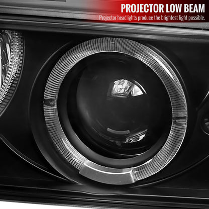 1998-2004 Chevrolet S10 Blazer Dual Halo Projector Headlights w/ Bumper Lights (Matte Black Housing/Clear Lens)