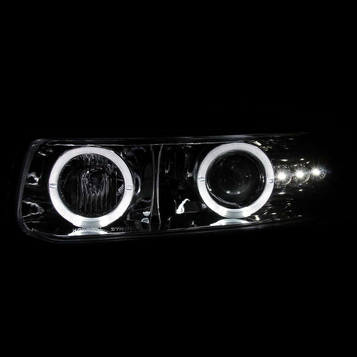1999-2002 Chevrolet Silverado/ 2000-2006 Chevrolet Tahoe/Suburban Dual Halo Projector Headlights with LED Sequential Turn Signal Bumper Lights (Chrome Housing/Clear Lens)