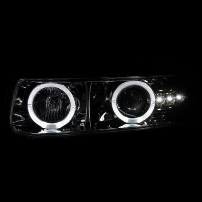 1999-2002 Chevrolet Silverado/ 2000-2006 Chevrolet Tahoe/Suburban Dual Halo Projector Headlights with LED Sequential Turn Signal Bumper Lights (Chrome Housing/Clear Lens)