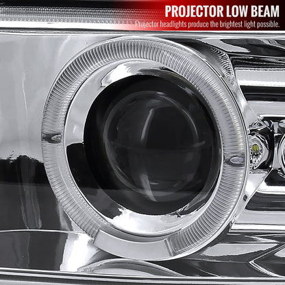 1999-2002 Chevrolet Silverado/ 2000-2006 Chevrolet Tahoe/Suburban Dual Halo Projector Headlights with LED Sequential Turn Signal Bumper Lights (Chrome Housing/Clear Lens)