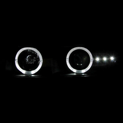 1999-2002 Chevrolet Silverado/ 2000-2006 Chevrolet Tahoe/Suburban Dual Halo Projector Headlights with LED Sequential Turn Signal Bumper Lights (Matte Black Housing/Clear Lens)