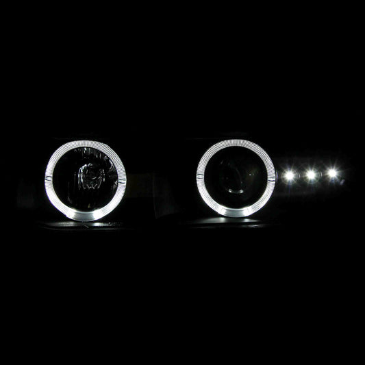 1999-2002 Chevrolet Silverado/ 2000-2006 Chevrolet Tahoe/Suburban Dual Halo Projector Headlights with LED Sequential Turn Signal Bumper Lights (Matte Black Housing/Clear Lens)