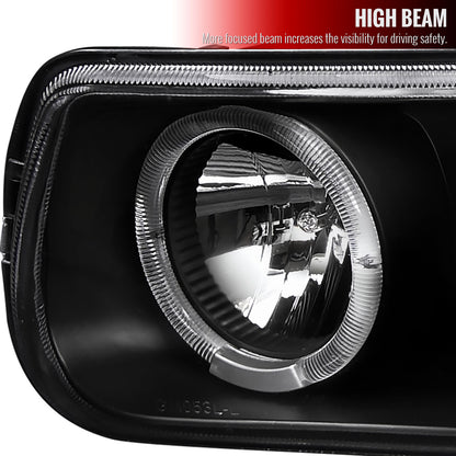 1999-2002 Chevrolet Silverado/ 2000-2006 Chevrolet Tahoe/Suburban Dual Halo Projector Headlights with LED Sequential Turn Signal Bumper Lights (Matte Black Housing/Clear Lens)