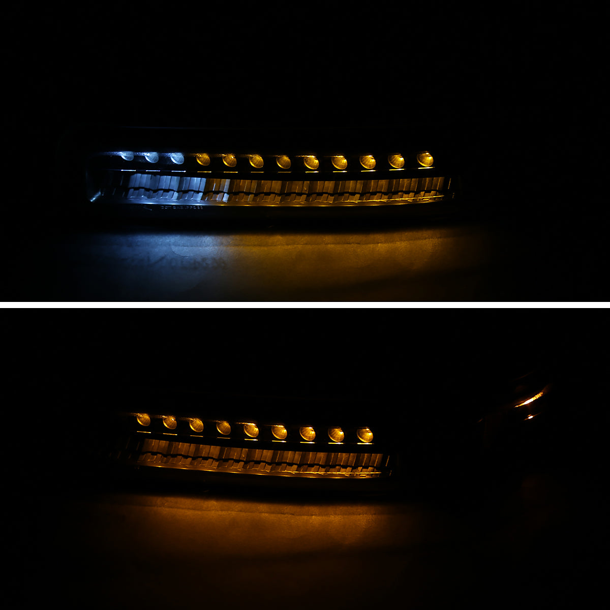1999-2002 Chevrolet Silverado/ 2000-2006 Chevrolet Tahoe/Suburban Dual Halo Projector Headlights with LED Sequential Turn Signal Bumper Lights (Matte Black Housing/Clear Lens)