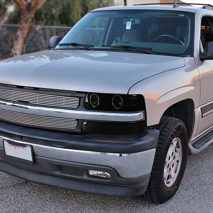 1999-2002 Chevrolet Silverado/ 2000-2006 Chevrolet Tahoe/Suburban Dual Halo Projector Headlights with LED Sequential Turn Signal Bumper Lights (Black Housing/Smoked Lens)