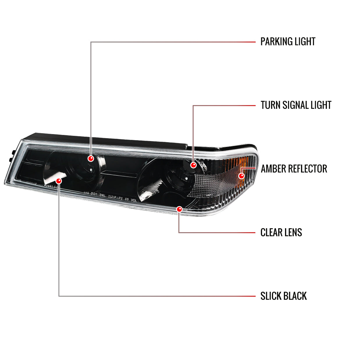 2004-2012 Chevrolet Colorado GMC Canyon Corner Lights (Jet Black Housing/Clear Lens)