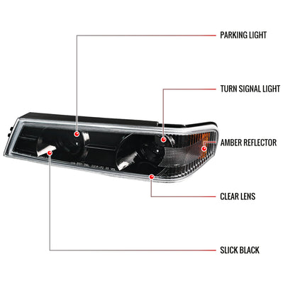 2004-2012 Chevrolet Colorado GMC Canyon Corner Lights (Jet Black Housing/Clear Lens)
