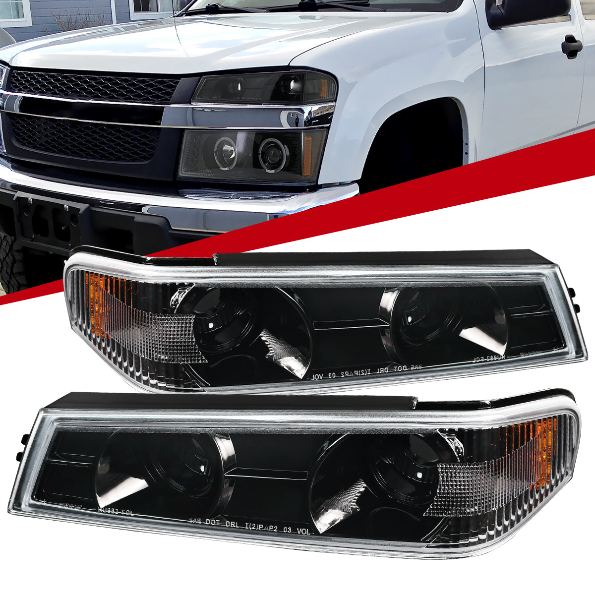 2004-2012 Chevrolet Colorado GMC Canyon Corner Lights (Jet Black Housing/Clear Lens)