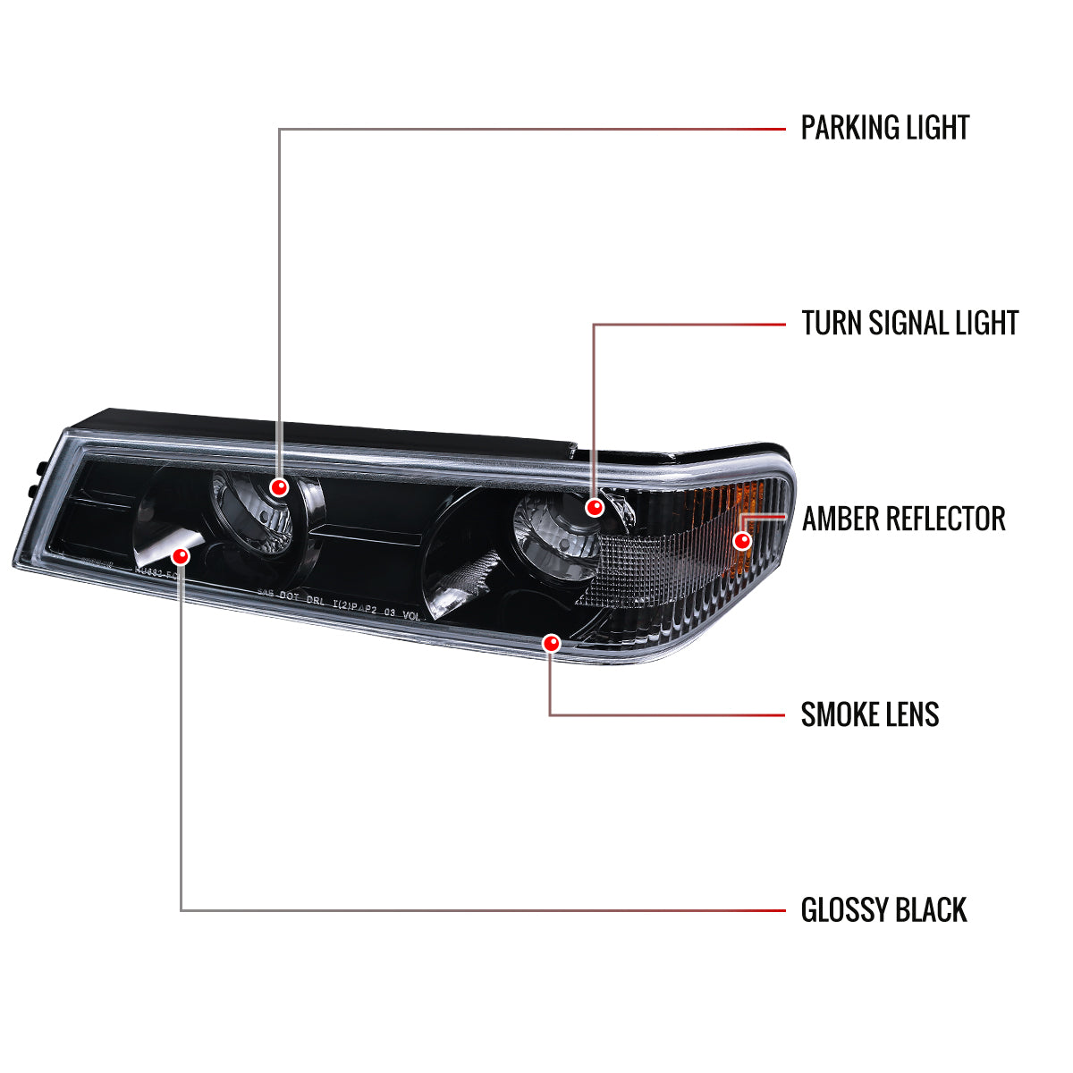 2004-2012 Chevrolet Colorado / GMC Canyon Corner Lights (Glossy Black Housing/Smoked Lens)