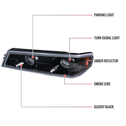 2004-2012 Chevrolet Colorado / GMC Canyon Corner Lights (Glossy Black Housing/Smoked Lens)
