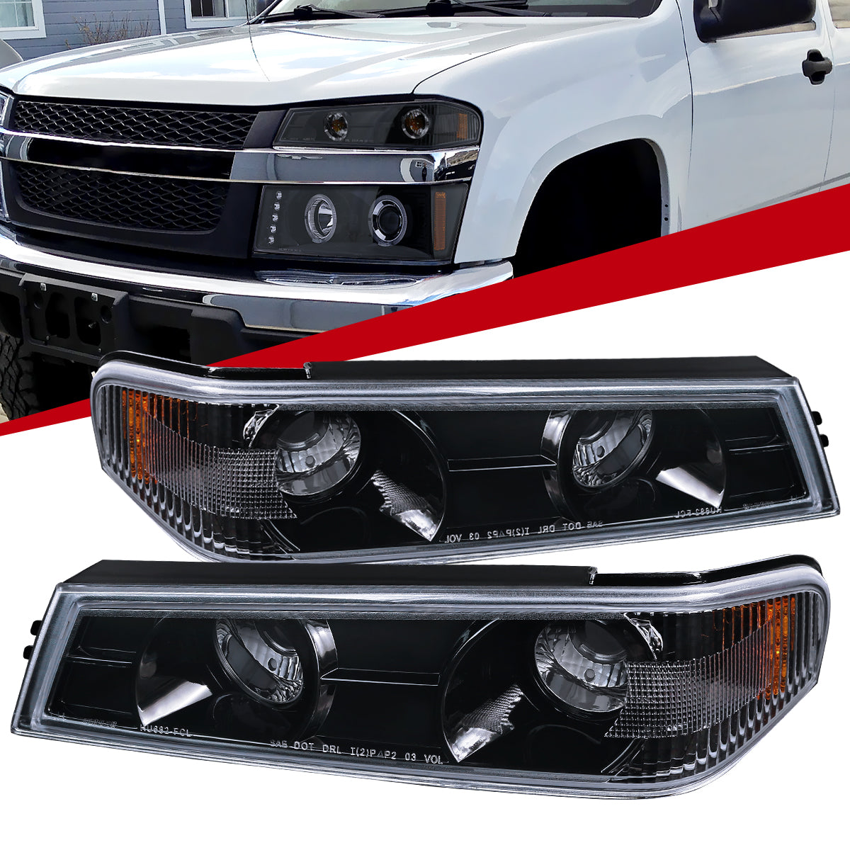 2004-2012 Chevrolet Colorado / GMC Canyon Corner Lights (Glossy Black Housing/Smoked Lens)