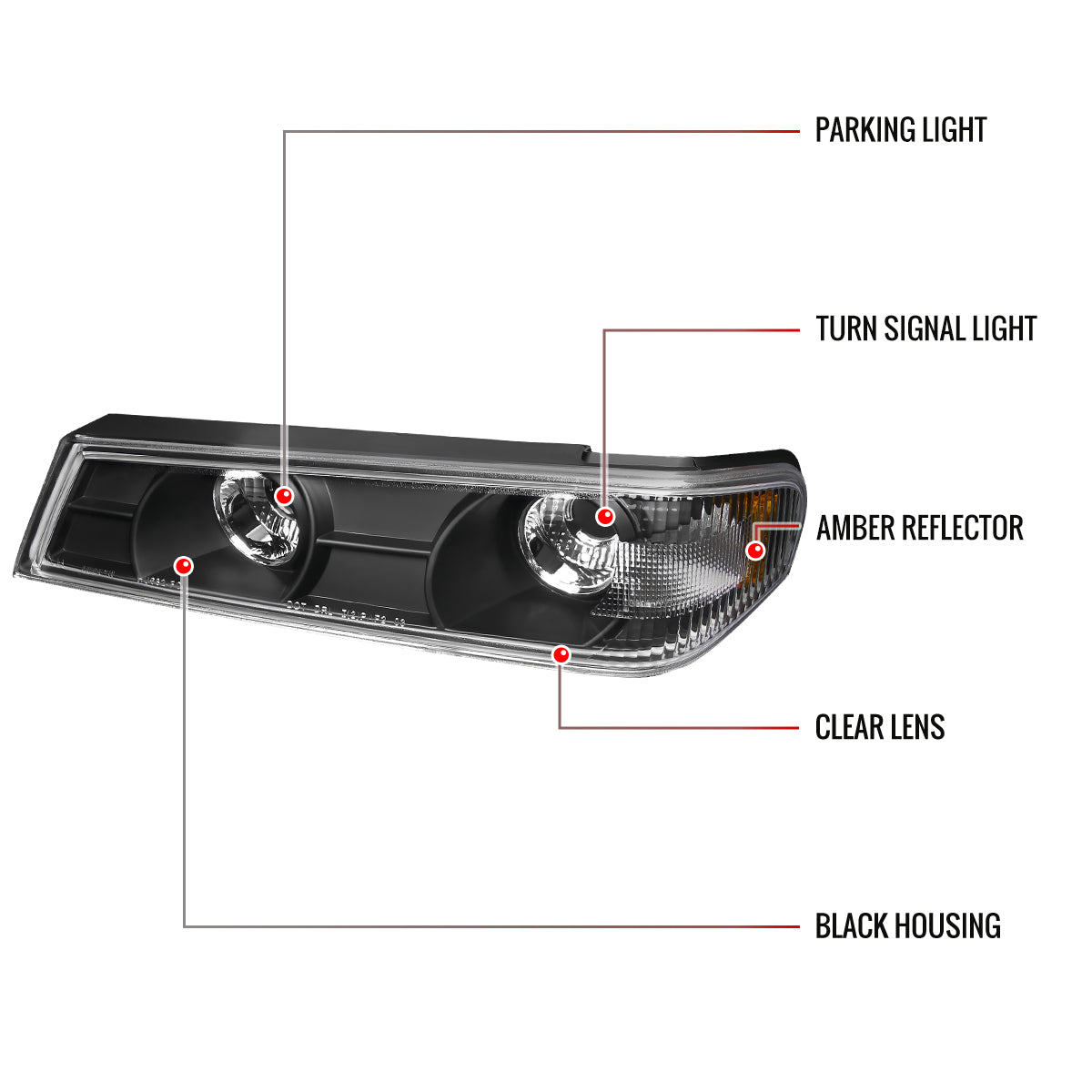 2004-2012 Chevrolet Colorado GMC Canyon Corner Lights (Matte Black Housing/Clear Lens)