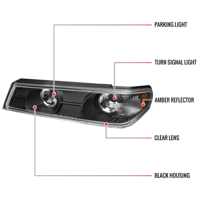 2004-2012 Chevrolet Colorado GMC Canyon Corner Lights (Matte Black Housing/Clear Lens)