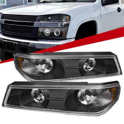 2004-2012 Chevrolet Colorado GMC Canyon Corner Lights (Matte Black Housing/Clear Lens)