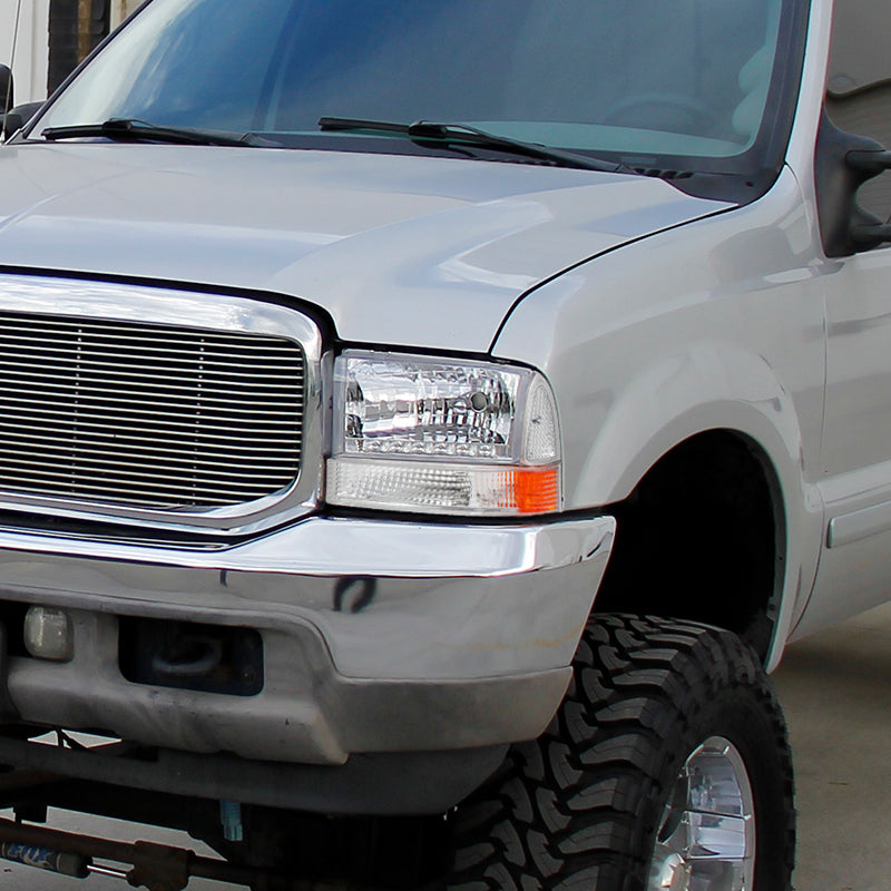 1999-2004 Ford F-250/F-350/F-450/F-550/Excursion Corner Lights (Chrome Housing/Clear Lens)